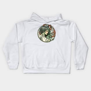 Medusa in the style of Alphonse Mucha Kids Hoodie